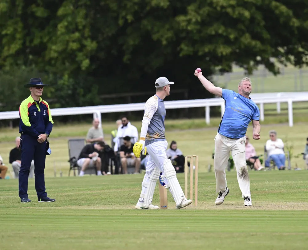 Matthew Hoggard bowling at a celebrity cricket match